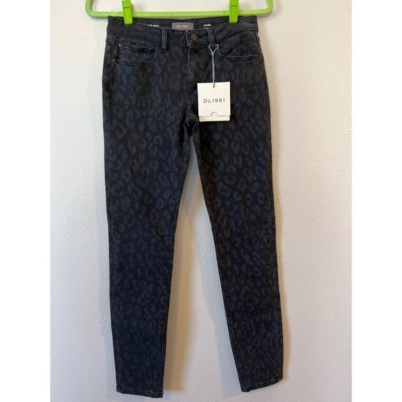 DL1961 Party Animal NWT Black Leopard Print Jeans Girls size 16 Womens 4‎ - Picture 1 of 10